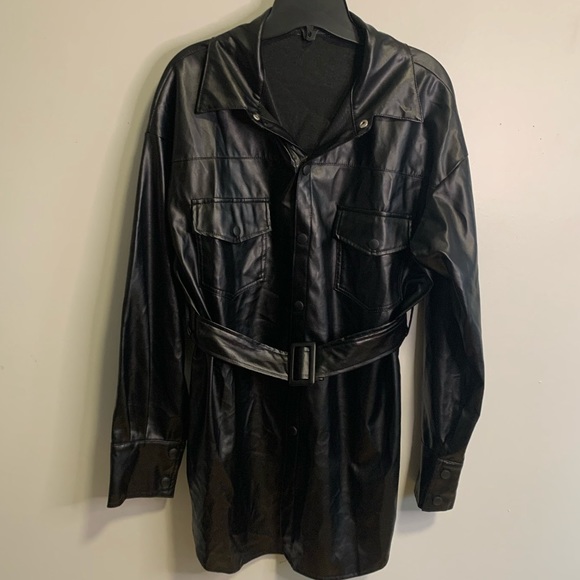 Black PU Faux Leather Jackets #163 - Picture 3 of 13